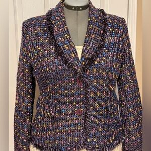 Chadwick’s Multicolor Tweed Fringe Blazer Jacket – Size 8P